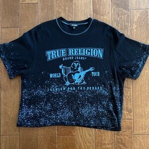 True Religion Black Tee with Teal Graphic